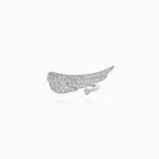 Angel wing silver cubic zirconia ring