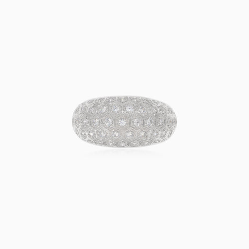 Elegantní pětiřadý stříbrný dámský prsten