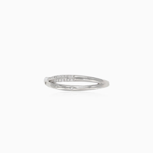 X design silver cubic zirconia ring