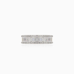 Channel set silver cubic zirconia ring