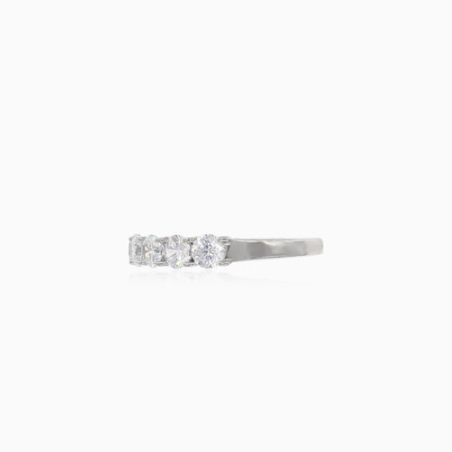 Silver ring with five cubic zirconia