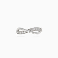 Infinity stříbrný prsten s kubickými zirkony