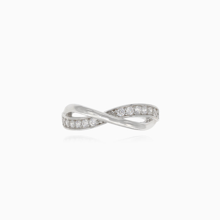 Infinity silver cubic zirconia ring