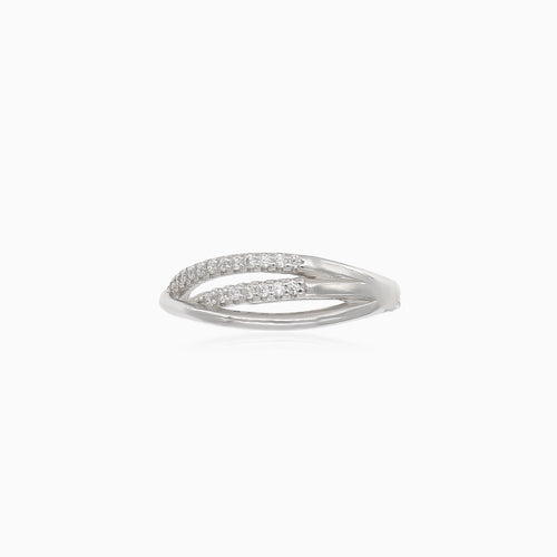 Zářivý stříbrný prsten s kubickými zirkony