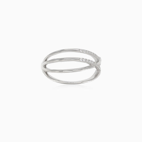 Stříbrný prsten s dvojitým X designem