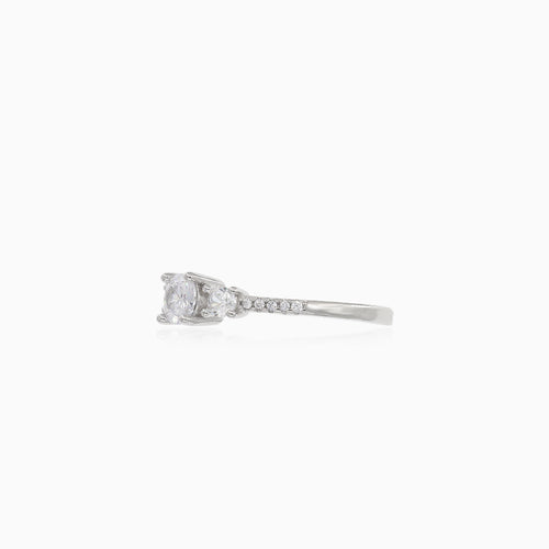 Stylish silver cubic zirconia ring
