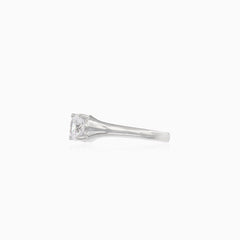 Simple four prong set silver ring