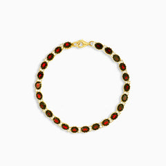 Oval garnet and cubic zirconia bracelet
