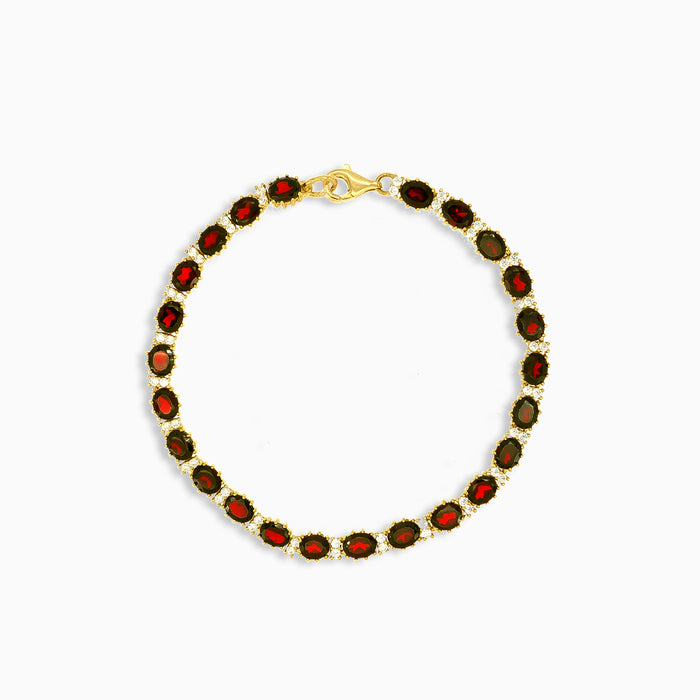 Pulsera con granate ovalado y circonita cúbica