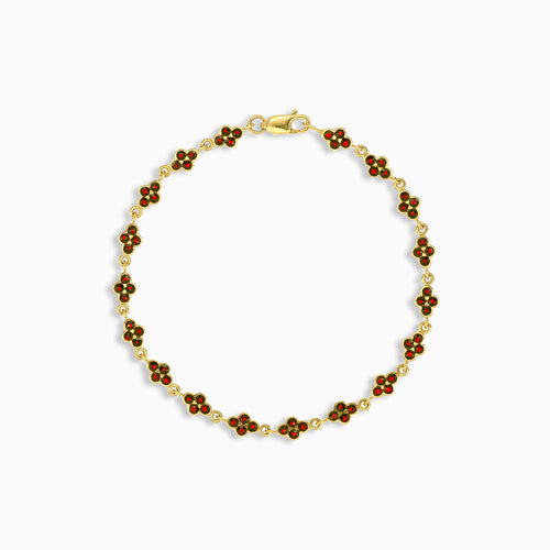Chic round garnet gold bracelet
