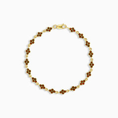 Pulsera chic de granate redondo en oro