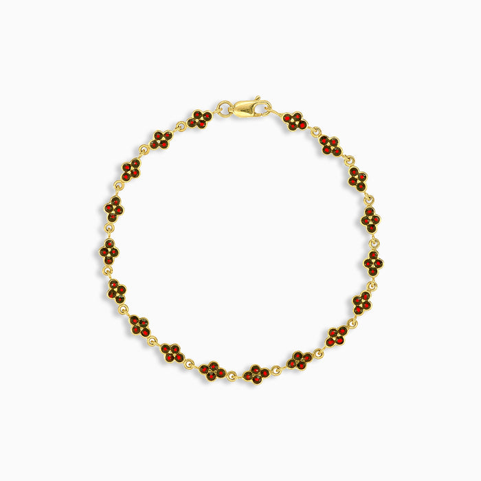 Pulsera chic de granate redondo en oro