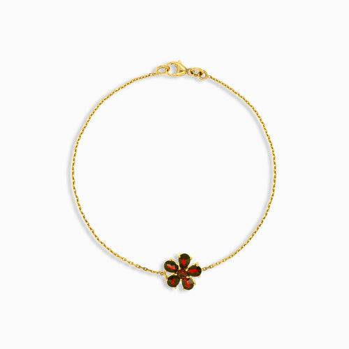 Elegant garnet chain bracelet with flower design