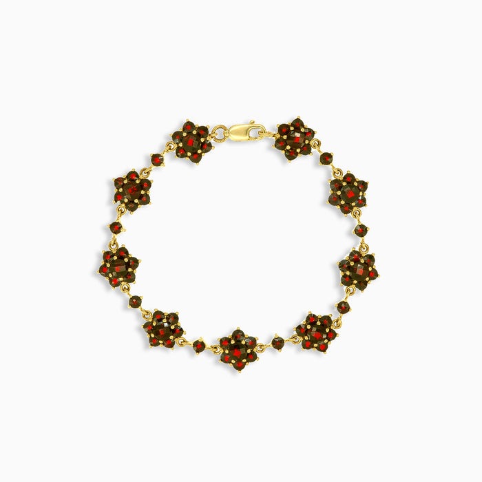 Floral garnet gold wristlet