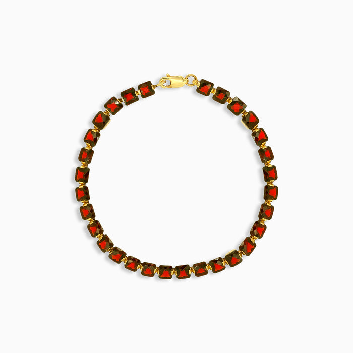 Bracelet en or avec grenats taillés en princesse carré