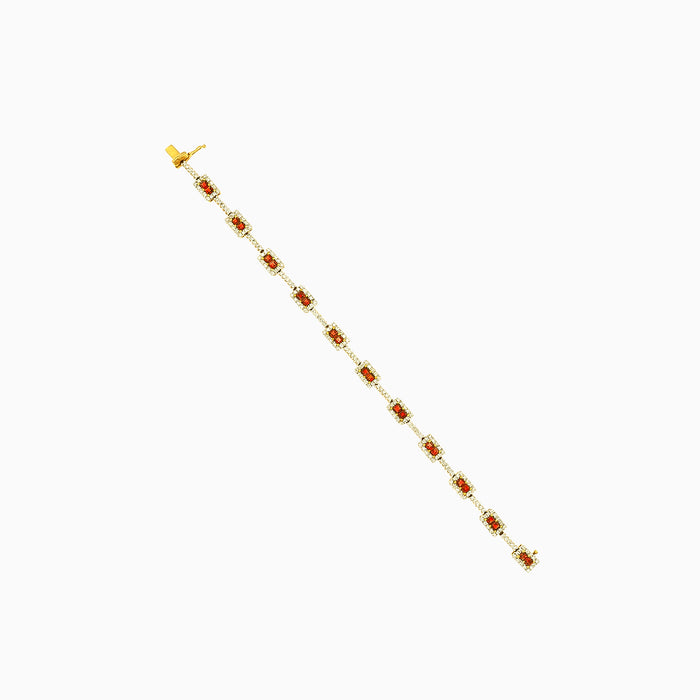 18kt-Gold-Armband mit Granat und Diamant