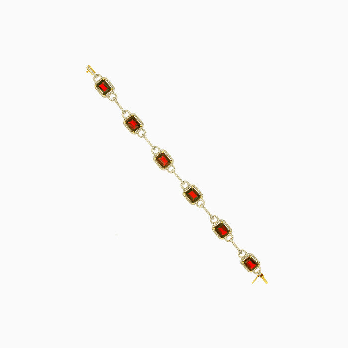 Women emerald cut garnet bracelet