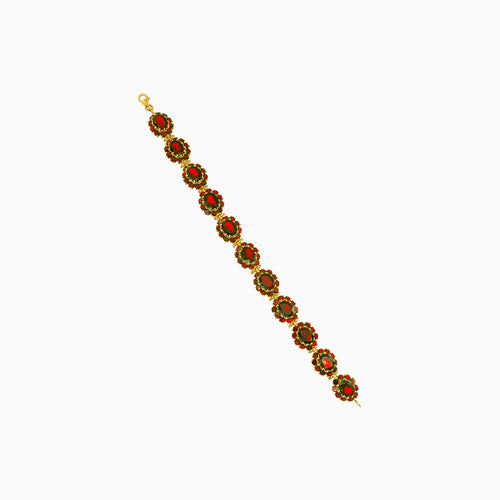 Garnet flower charm bracelet