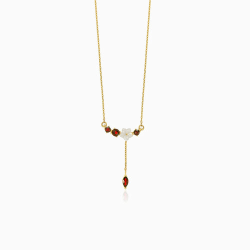 Elegant garnet and rose quartz necklace