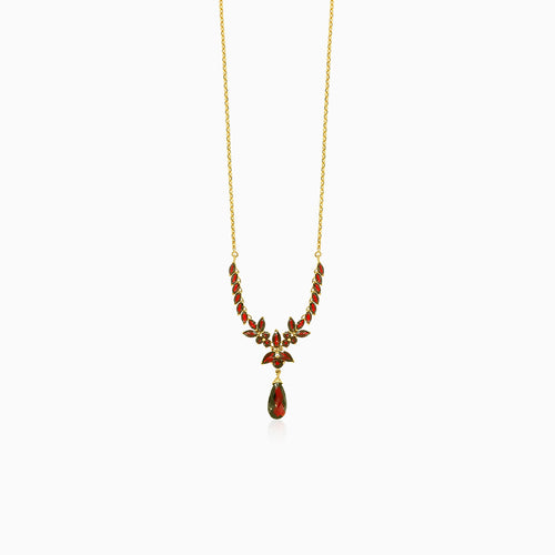 Marquise and pear garnet necklace