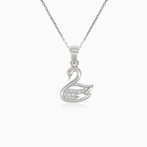 Silver swan pendant with cubic zirconia