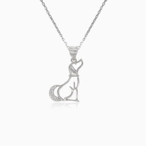 Silver dog pendant with cubic zirconia