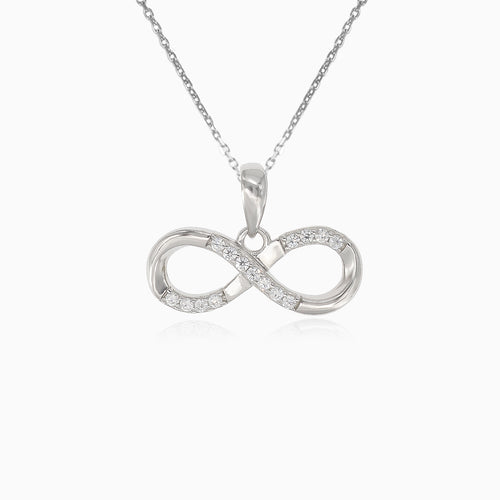 Silver infinity pendant with cubic zirconia