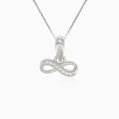 Colgante de plata con símbolo de infinito y circonita.