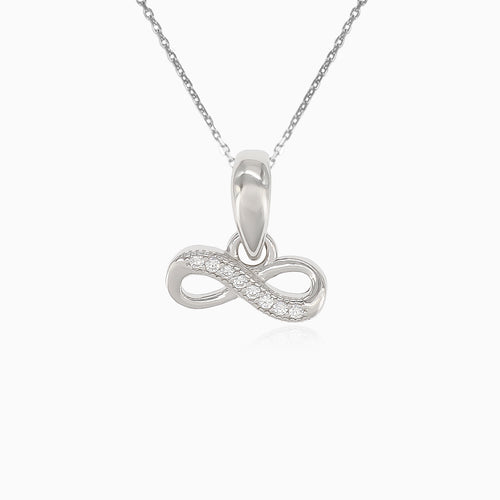 Silver infinity pendant with cubic zirconia