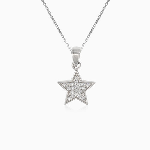 Silver star pendant with cubic zirconia