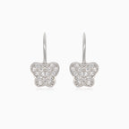 Silver drop earrings with butterfly