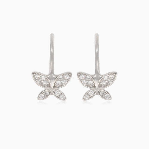 Silver drop earrings with butterflies