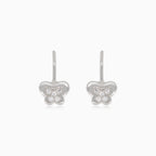 Silver drop earrings with butterfly