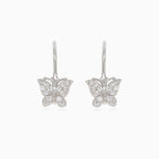 Sterling silver drop earrings with butterfly