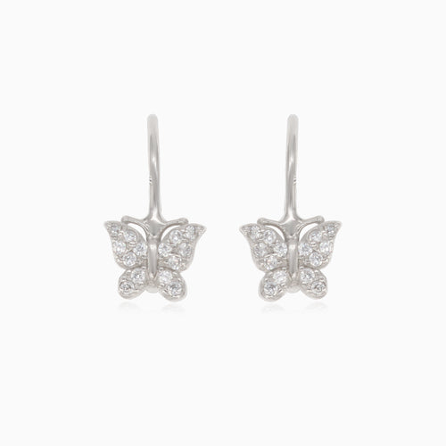Sterling silver drop earrings with butterfly