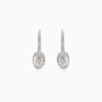 Silver drop earring with oval cubic zirconia