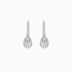 Silver drop earring with pear-cut and round-cut cubic zirconia