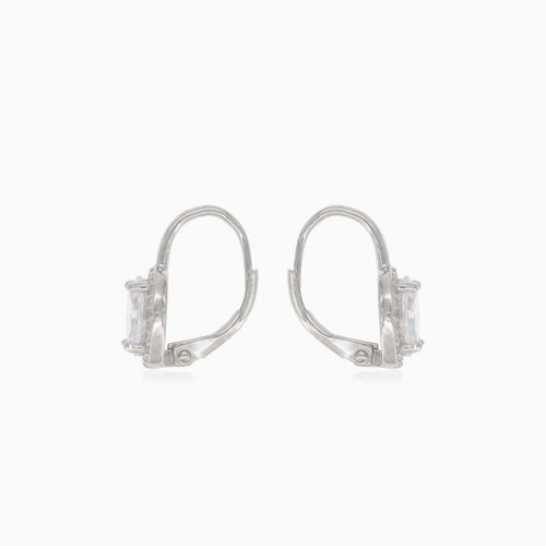 Silver earrings with oval cubic zirconia and round cubic zirconia around