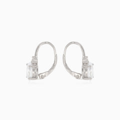 Silver drop earrings with oval and round cubic zirconia