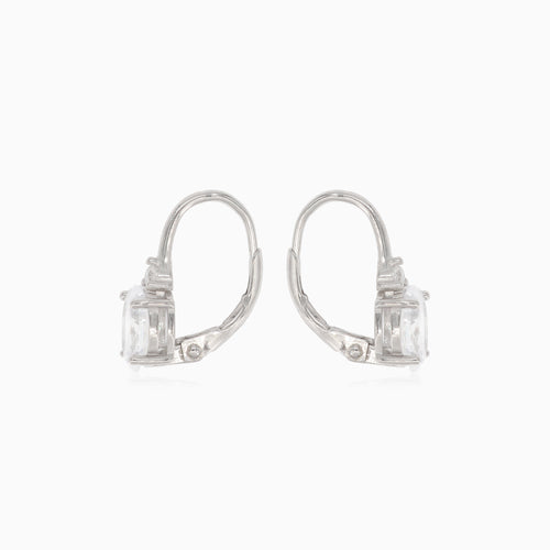 Silver drop earrings with oval and round cubic zirconia