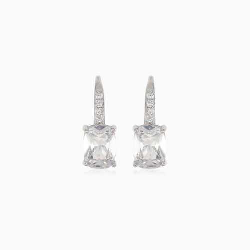 Silver drop earrings with oval cubic zirconia