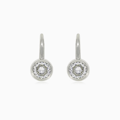 Silver drop earrings with oval cubic zircons