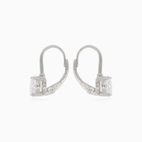 Silver drop earrings with round cubic zirconia