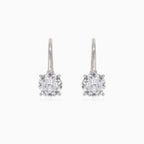 Silver drop earrings with round cubic zirconia