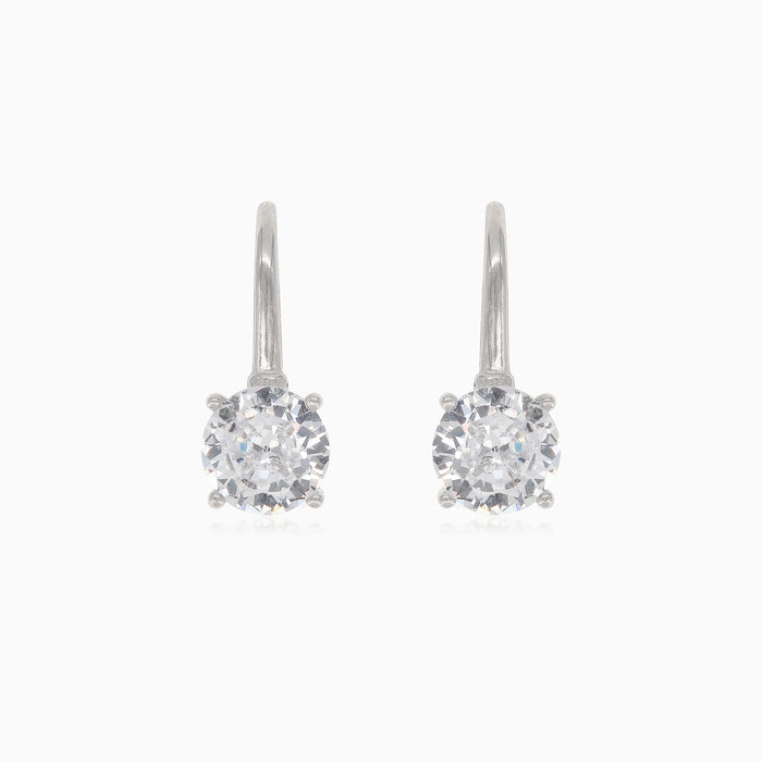 Silver drop earrings with round cubic zirconia