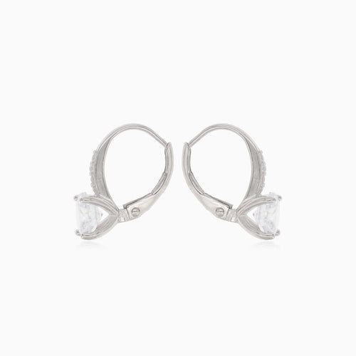 Silver earrings with round large cubic zirconia