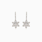 Silver drop flower earrings