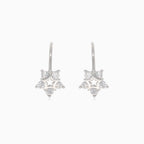 Silver drop earrings stars with cubic zirconia