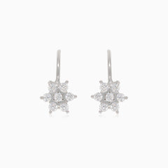 Silver cubic zirconia star drop earrings