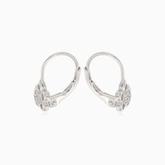 Silver cute flower earrings with cubic zirconia